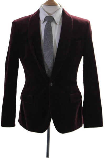 J Crew Men's Collared Lined Long Sleeves One Button Jacket Burgundy Size 40