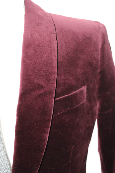 J Crew Men's Collared Lined Long Sleeves One Button Jacket Burgundy Size 40