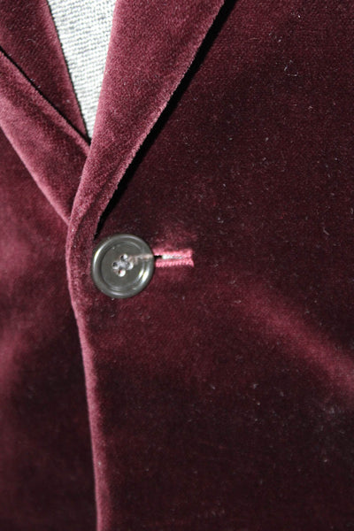 J Crew Men's Collared Lined Long Sleeves One Button Jacket Burgundy Size 40