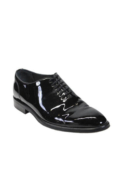 Reiss Mens Leather Pointed Toe Laced Block Heels Dress Shoes Black Size 8