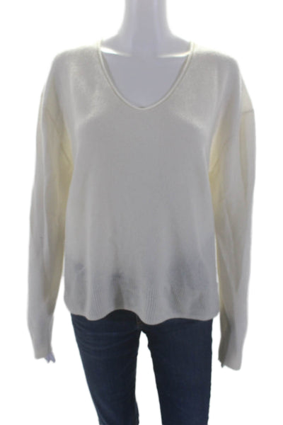 Naked Cashmere Womens Long Sleeves Pullover V Neck Sweater White Size Medium
