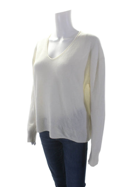 Naked Cashmere Womens Long Sleeves Pullover V Neck Sweater White Size Medium