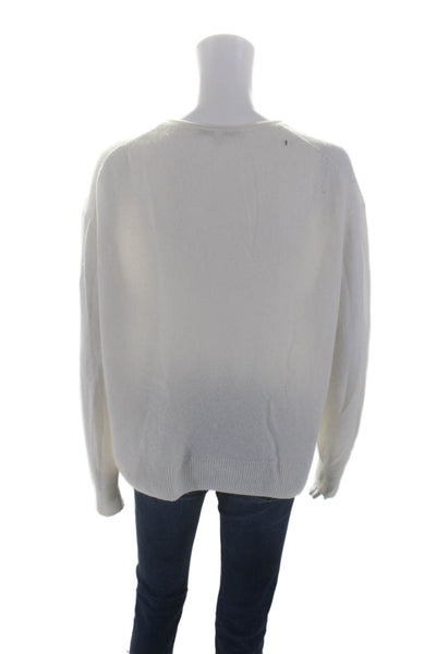 Naked Cashmere Womens Long Sleeves Pullover V Neck Sweater White Size Medium