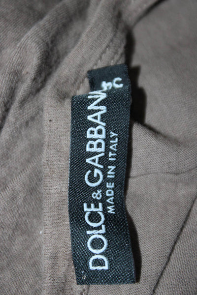 Dolce & Gabbana Mens Short Sleeves Pullover Tee Shirt Brown Cotton Size EUR 54