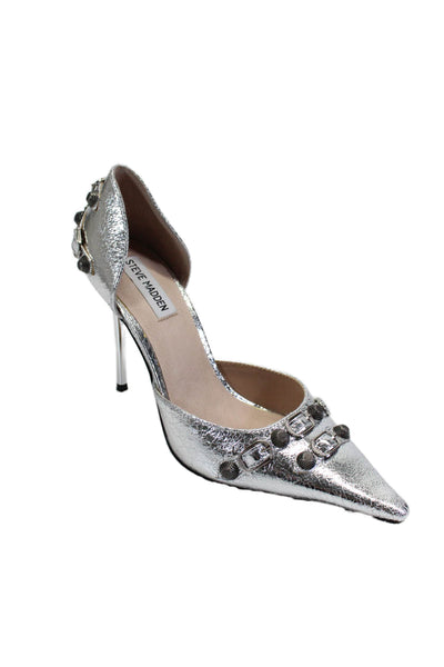 Steve Madden Womens Dali Metallic Geometric Stud D'Orsay Heels Silver Size 8.5