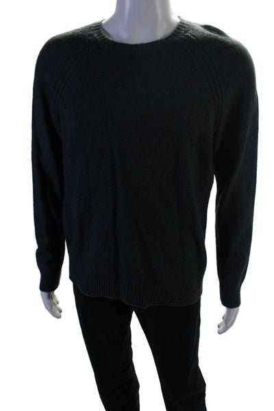 Magaschoni Man Mens Long Sleeves Crew Neck Sweater Blue Wool Blend Size Large