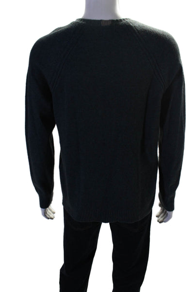 Magaschoni Man Mens Long Sleeves Crew Neck Sweater Blue Wool Blend Size Large