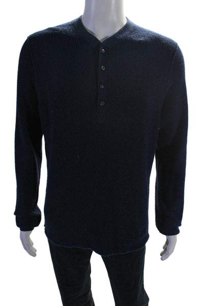 Ovadia & Sons Mens Long Sleeves Crew Neck Sweater Navy Blue Wool Size Small