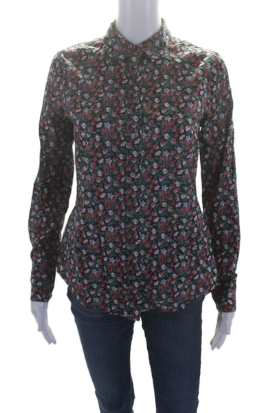 J Crew Women's Collared Long Sleeves Slim Fit Button Down Floral Shirt Size 6