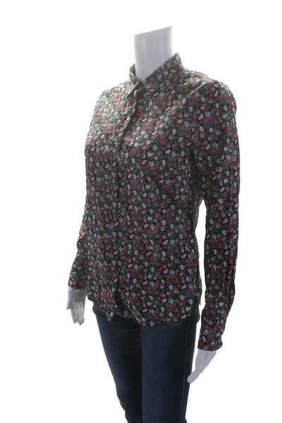 J Crew Women's Collared Long Sleeves Slim Fit Button Down Floral Shirt Size 6