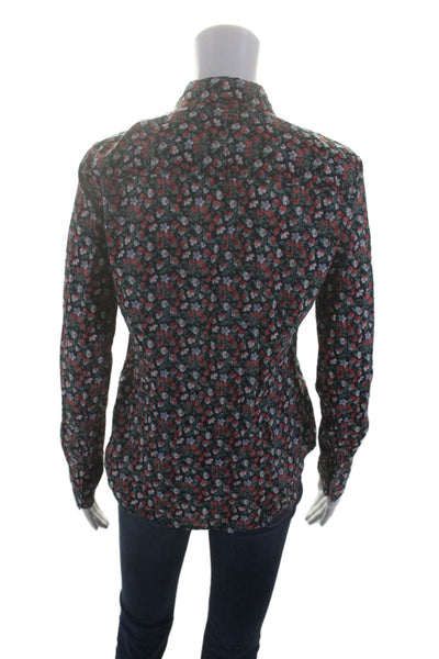 J Crew Women's Collared Long Sleeves Slim Fit Button Down Floral Shirt Size 6
