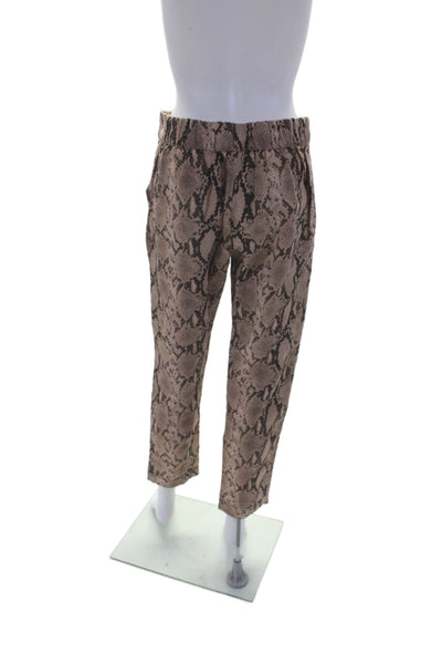 Enza Costa Women's Linen Pull-On Straight Leg Snake Print Pants Size 2