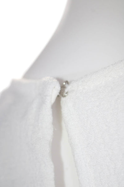 Black Halo Women's Round Neck Bell Sleeves Textured Blouse White Size 8