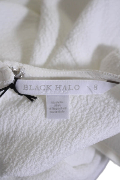 Black Halo Women's Round Neck Bell Sleeves Textured Blouse White Size 8