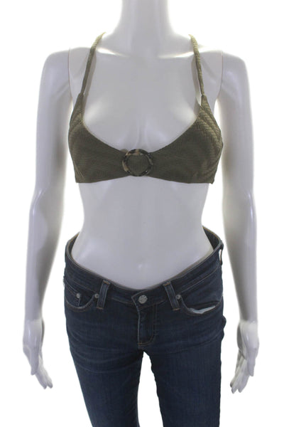 Red Carter Women's Spaghetti Straps Embellish Lace Up Cropped Top Green Size XS
