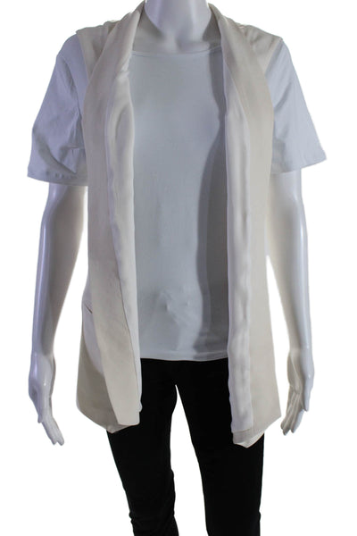 Rebecca Minkoff Womens Open Front Silk Vest Jacket White Size 10