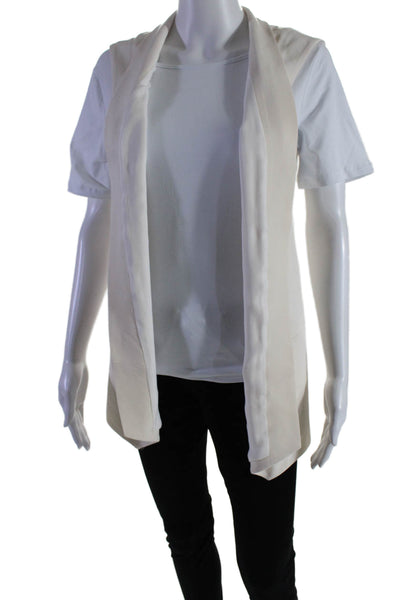 Rebecca Minkoff Womens Open Front Silk Vest Jacket White Size 10