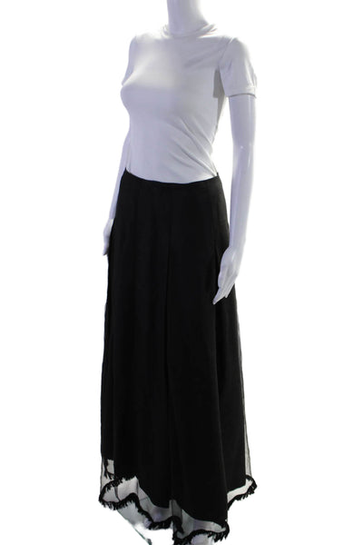 Jupe Womens Silk Back Zipper Pleated A Line Maxi Skirt Black Size 3
