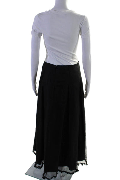 Jupe Womens Silk Back Zipper Pleated A Line Maxi Skirt Black Size 3