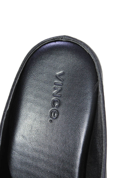 Vince Womens Leather Pointed Toe Open Back Slide On Flats Mules Black Size 7M