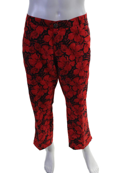 Vilebrequin Mens Floral Print Straight Leg Trousers Red Size XXL