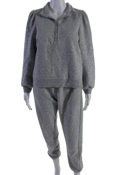 Generation Love Womens Jeweled Turtleneck Sweat Suit Gray Cotton Size Small