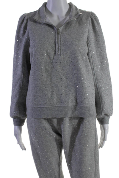 Generation Love Womens Jeweled Turtleneck Sweat Suit Gray Cotton Size Small