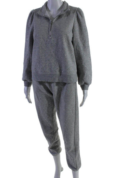 Generation Love Womens Jeweled Turtleneck Sweat Suit Gray Cotton Size Small