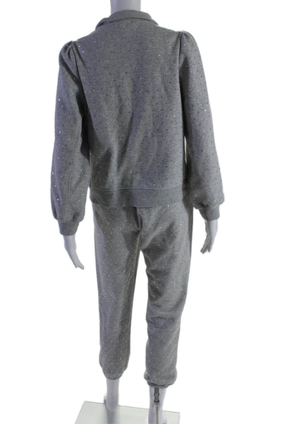 Generation Love Womens Jeweled Turtleneck Sweat Suit Gray Cotton Size Small