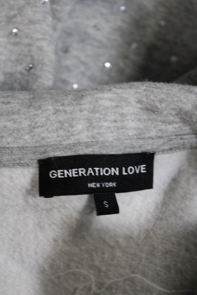 Generation Love Womens Jeweled Turtleneck Sweat Suit Gray Cotton Size Small