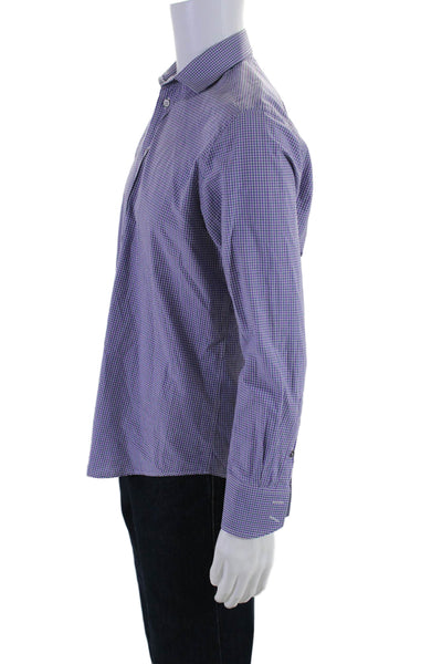 Rag & Bone Mens Button Front Collared Plaid Dress Shirt Purple White Size 15