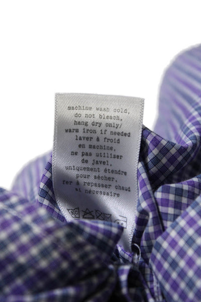 Rag & Bone Mens Button Front Collared Plaid Dress Shirt Purple White Size 15