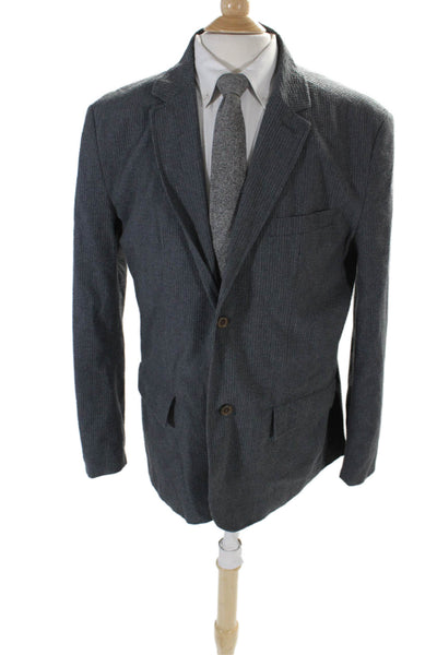 JACHS Mens Cotton Textured Two Buttoned Lined Blazer Jacket Gray Size XL