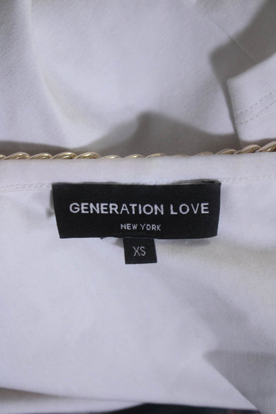 Generation Love Women's Short Sleeves Chain Embellish Cropped Top White Size XS