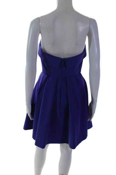 Jewel Badgley Mischka Womens Purple Strapless Flare Cocktail Dress Size 4