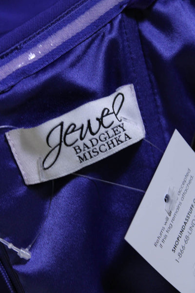 Jewel Badgley Mischka Womens Purple Strapless Flare Cocktail Dress Size 4