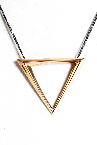 Hannah Womens 18K Rose Gold / Fine Silver Multistone Triangle Pendant Necklace 1