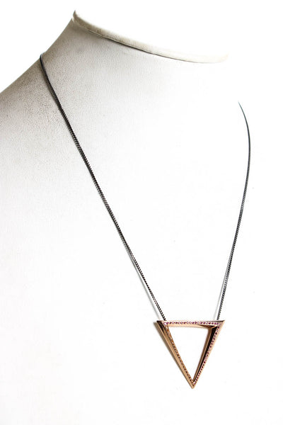 Hannah Womens 18K Rose Gold / Fine Silver Multistone Triangle Pendant Necklace 1