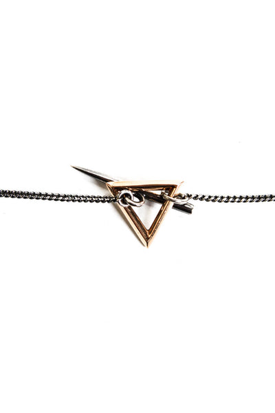 Hannah Womens 18K Rose Gold / Fine Silver Multistone Triangle Pendant Necklace 1