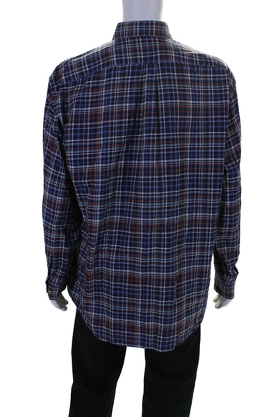 Faconnable Men's Long Sleeves Button Down Multicolor Plaid Shirt Size XL