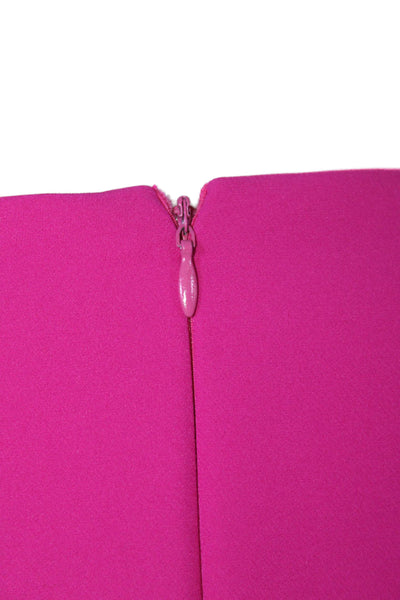 Designer Womens Short Sleeves Cut Out Waist V Neck A Line Dress Fuchsia Pink Siz