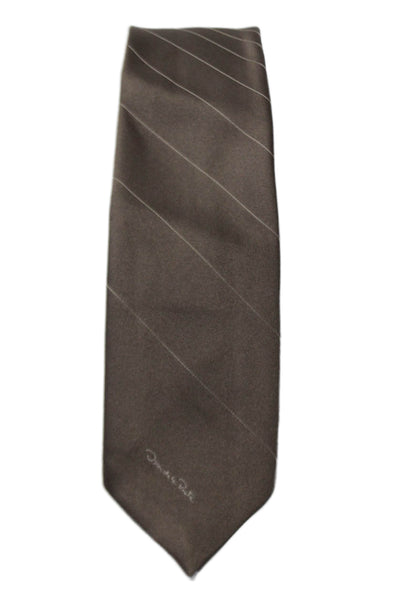 Oscar de la Renta Mens Striped Classic Neck Tie Brown OS