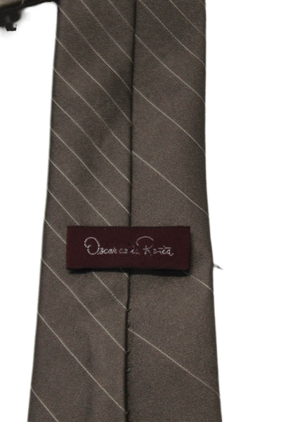 Oscar de la Renta Mens Striped Classic Neck Tie Brown OS