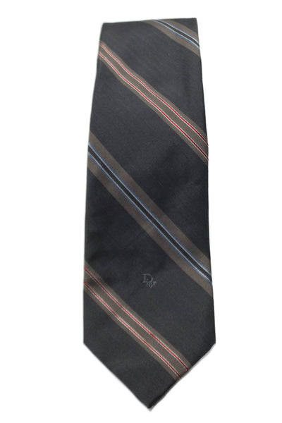 Christian Dior Mens Striped Classic Neck Tie Gray OS