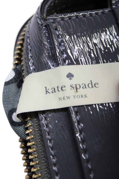 Kate Spade New York Womens Dark Gray Leather Large Satchel Bag Handbag