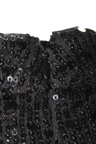 Jewel Badgley Mischka Womens Black Sequins Belt Sleeveless Cocktail Dress Size 4