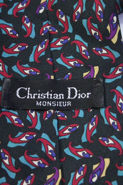 Christian Dior Mens Novelty Print Classic Neck Tie Multicolor Size OS