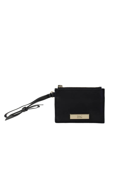 ZAC Zac Posen Womes Multi-Pocket Zip Up Wristlet Wallet Black