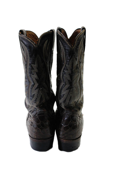 Justin Style Womens Leather Pointed Toe Embroidered Western Boots Brown Size 6.5