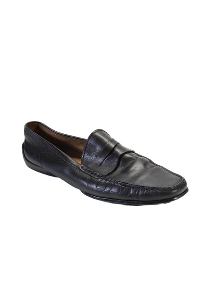 Tods Mens Slip On Square Toe Classic Loafers Black Leather Size 10.5